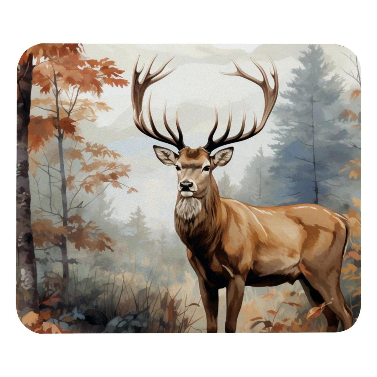 Deer Printed Gaming Mousepad Desk Pad, Square 8.3x9.8 Inch Non-Slip ...