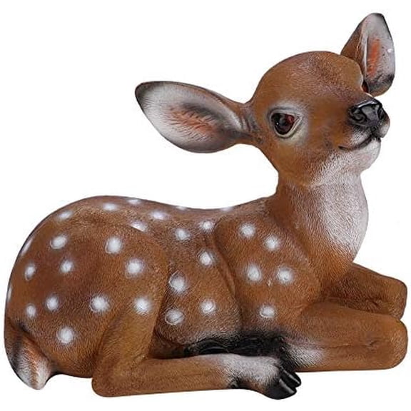 Deer Resin Fawn Figurine Ornament for Outdoor Garden Lawn Pond Decor$$Garden & Patio
