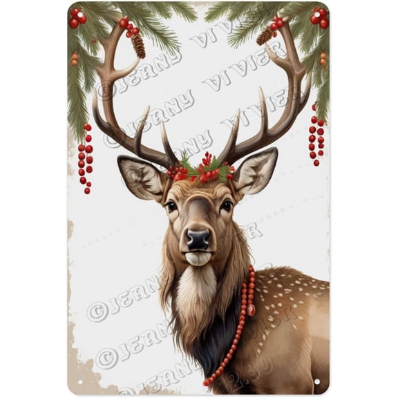 Deer Retro Metal Sign 8x12 Inches - Hunting and Outdoor Decor, Gift for Wildlife Fans, Great for Living Room or Garage