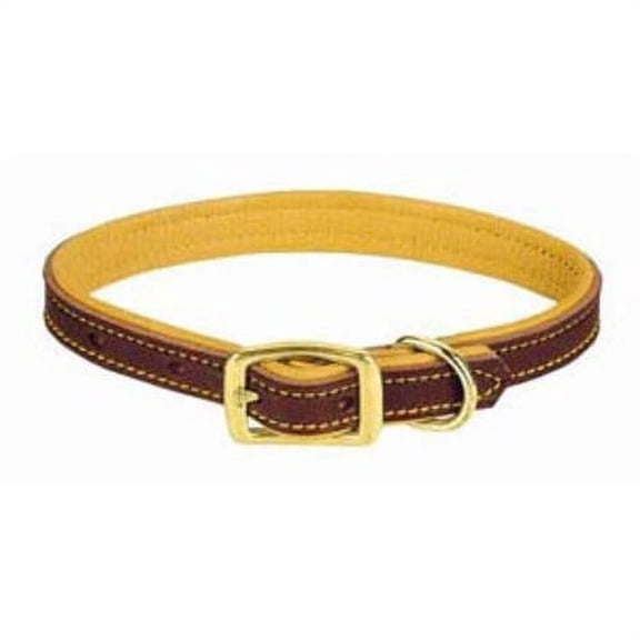 Weaver Leather Deer Ridge Dog Collar - Brown Deerskin Lined Harness Leather Solid Brass Hardware 1" x 25"