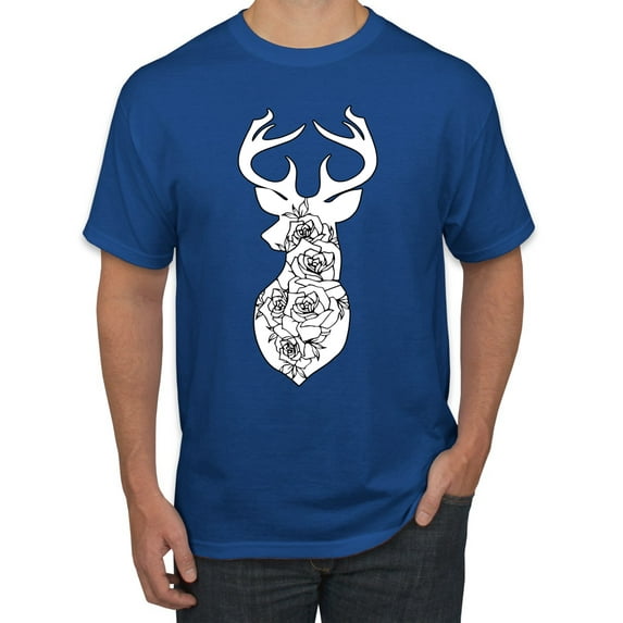 Deer Rose Animal Lover Men's Graphic T-Shirt, Royal, Small