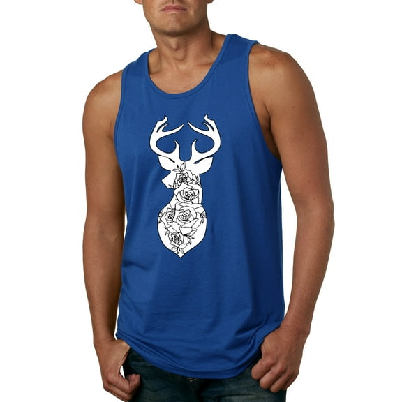 Deer Rose Animal Lover Mens Graphic Tank Top, Royal, X-Large