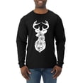 thumbnail image 1 of Deer Rose Animal Lover Mens Long Sleeve Shirt, Black, Small, 1 of 3