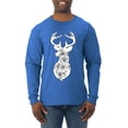 thumbnail image 1 of Deer Rose Animal Lover Mens Long Sleeve Shirt, Royal, Large, 1 of 3