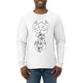 thumbnail image 1 of Deer Rose Animal Lover Mens Long Sleeve Shirt, White, Small, 1 of 3