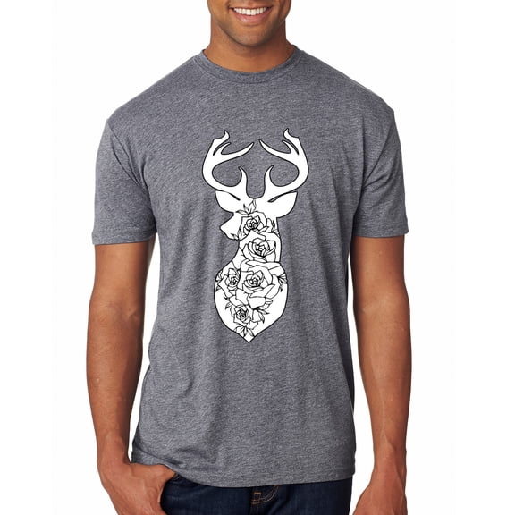 Deer Rose Animal Lover Mens Premium Tri Blend T-Shirt, Premium Heather, X-Large