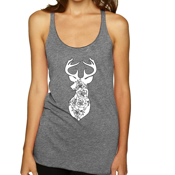 Deer Rose Animal Lover Tri-Blend Racerback Tank Top, Premium Heather, Medium
