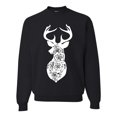 thumbnail image 1 of Deer Rose Animal Lover Unisex Crewneck Graphic Sweatshirt, Black, 5XL, 1 of 3
