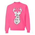 thumbnail image 1 of Deer Rose Animal Lover Unisex Crewneck Graphic Sweatshirt, Neon Pink, X-Large, 1 of 3