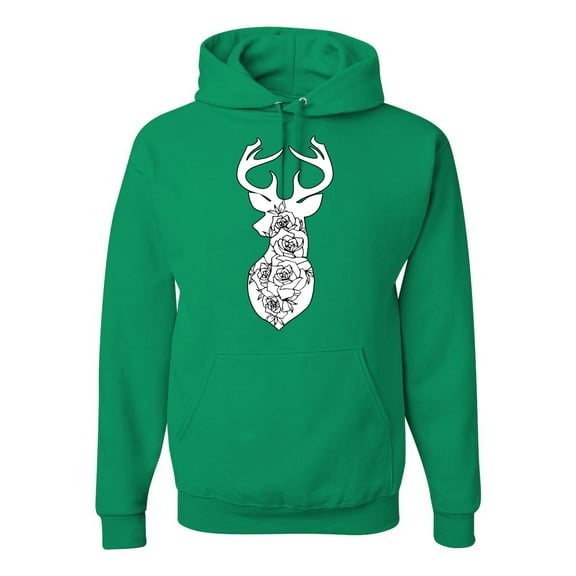 Deer Rose Animal Lover Unisex Graphic Hoodie Sweatshirt, Kelly, Small