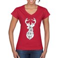 thumbnail image 1 of Deer Rose Animal Lover Womenâ€™s Standard V-Neck Tee, Red, 2XL, 1 of 3