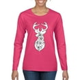 thumbnail image 1 of Deer Rose Animal Lover Womens Graphic Long Sleeve T-Shirt, Fuschia, Medium, 1 of 3