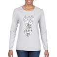 thumbnail image 1 of Deer Rose Animal Lover Womens Graphic Long Sleeve T-Shirt, White, X-Large, 1 of 3