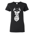 thumbnail image 1 of Deer Rose Animal Lover Womens Graphic T-Shirt, Black, Small, 1 of 3