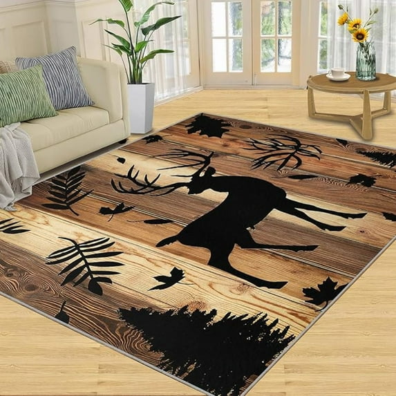 Deer Rug Animal Deer Area Rugs For Living Room Wild Deer Washable Rug Deer Home Decor Deer Foldable Carpet Deer Doormats For Bedroom Forest Animal Rug 3x4ft