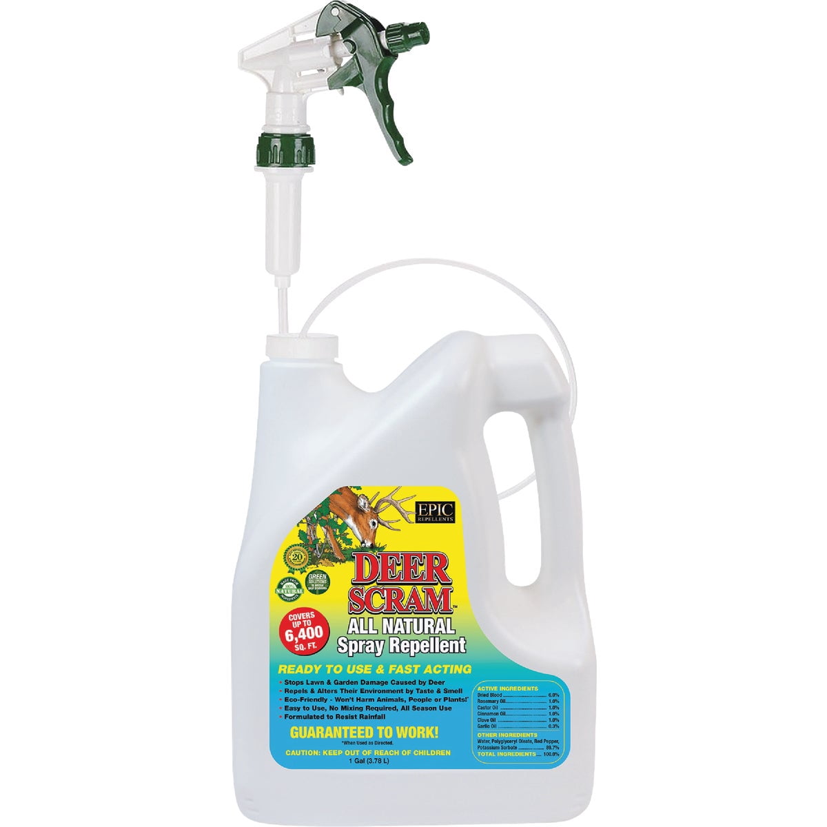 Deer Scram All Natural Granular Repellent - All-Natural, Animal, People and Pet Safe Granule from EPIC Repellents (1 Gallon, RTU)