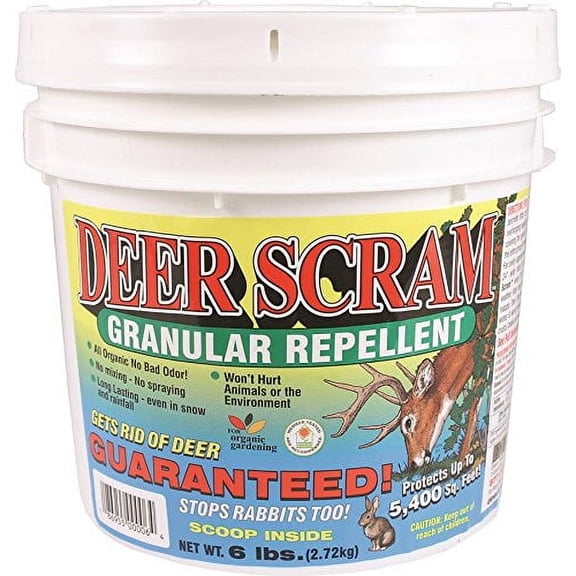 Enviro Protection Deer Scram Granular Deer Repellent - Outdoor Use - White Pail, 6 lbs