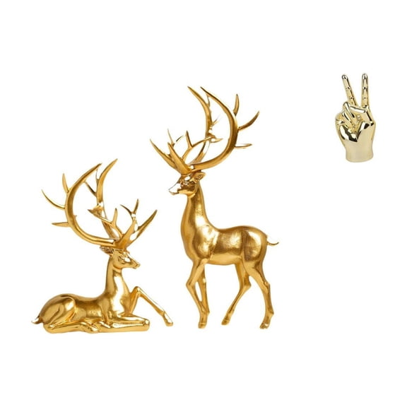 Deer Sculpture Statue Figurines Resin Decorative Modern Hand Finger Gesture Design for Home Office Decor