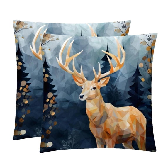 Deer Set of 2 Velvet Throw Pillow Covers Inserts with 16x16, 18x18, 20x20 Inches Chair Pillow Covers - Unique Patterns for Throw Pillows for Various Occasions