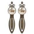 thumbnail image 1 of Deer Set of Vintage Copper Crown-Shaped Bookmarks - Stainless Steel Book Accessories for Readers and Book Lovers, Pack of 2, 1 of 5