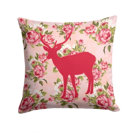 Deer Shabby Chic Pink Roses Fabric Decorative Pillow