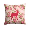 thumbnail image 1 of Deer Shabby Chic Pink Roses Fabric Decorative Pillow, 1 of 4