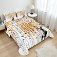 thumbnail image 1 of Ambesonne Deer Fitted & Top Sheet Set with Shams, Trees Foliage Wilderness, Orange Green and White, 1 of 8