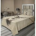 thumbnail image 1 of Ambesonne Retro Fitted & Top Sheet Set with Sham, Deer Portrait with Dots, Cream Brown, 1 of 4