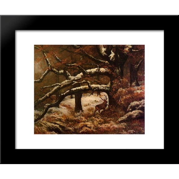 Deer Shelter 20x24 Framed Art Print by Gustave Courbet