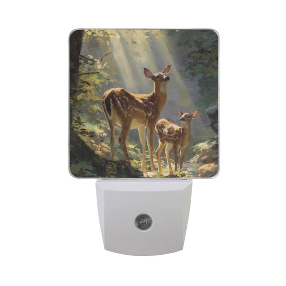 Deer Shine by Sunlight LED Night Light Sensor Lamp Plug-in Adjustable Brightness 2 Pack