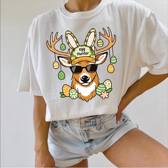Deer Shirt Egg Hunter Buck Tee Hunting Lover Retro Spring Outfit Top