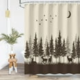 thumbnail image 1 of Deer Shower Curtain, Rustic Shower Curtain for Bathroom, Cabin Wildlife Woodland Hunting Shower Curtain Sets, Forest Moose Pattern on Brown Bathroom Curtain with 12 Hooks, 72Wx72H, 1 of 6