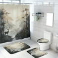 thumbnail image 1 of Deer Shower Curtain Set with Rugs for Bathroom Decor Rustic Misty Forest Pine Tree Mountain Nature Bathroom Decor Bath Curtain with Rugs Toilet Lid Cover Bath Mat, 72x72 Inch, 1 of 4