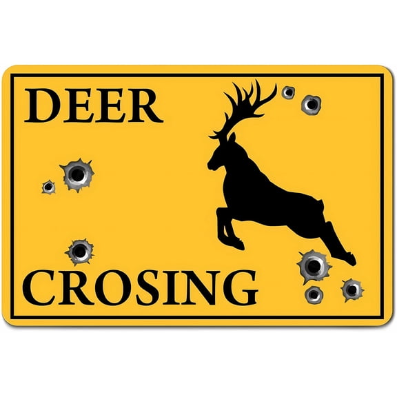 Deer Sign Deer Bullet Hole Funny Private Property Sign - 8"x12" Aluminum OSHA Notice Sign, Rustic Metal Decor for Outdoor Yard Fence
