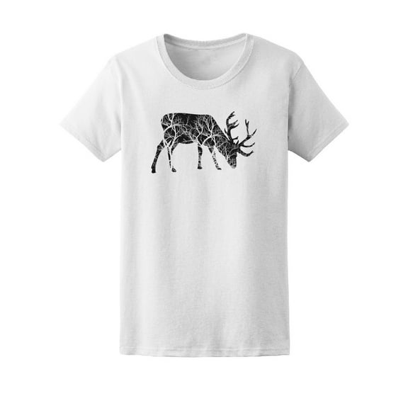 Deer Silhouette (Forest Texture) T-Shirt Men -Image by Shutterstock, Male XX-Large