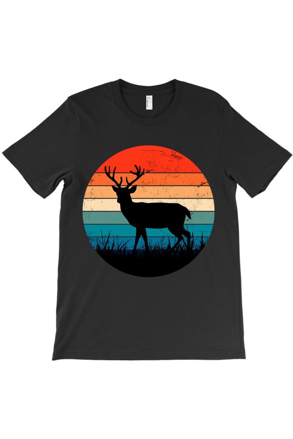 Deer Silhouette Funny Retro Sunset Art Animal Nature Graphic H31336 Unisex T-Shirt, Up to 5XL Available