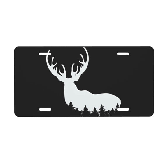 Deer Silhouette License Plate with 4 Holes,Novelty Aluminum Metal Car Plate Vanity Tag Decorative Car Front Accessories for Women Men,6"x12"