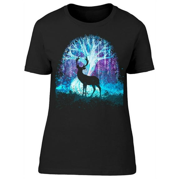 Deer Silhouette Night T-Shirt Women -Image by Shutterstock, Female Large
