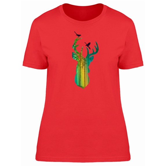 Deer Silhouette Pine Forest Tee Women's -Image by Shutterstock