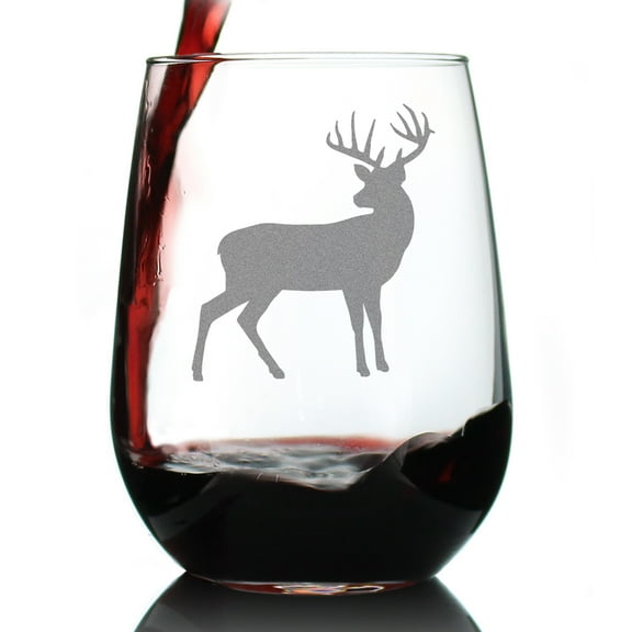 Bevvee Stemless Wine Glass 17 oz Deer Silhouette Gifts for Outdoorsy Wine Enthusiasts Wine Glasses