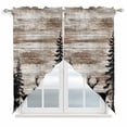 thumbnail image 1 of Deer Silhouettes Swag Valances for Windows, Kitchen Window Curtains Over Sink, Trees Wooden Retro Art Farmhouse Window Treatment Curtains for Living Room/Bedroom Curtains 2 Panel Sets 36"x45", 1 of 8