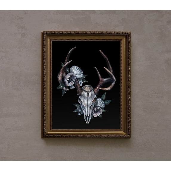 Deer Skull With Flowers- From Original Hand By Albino Jackrabbit Wall ...