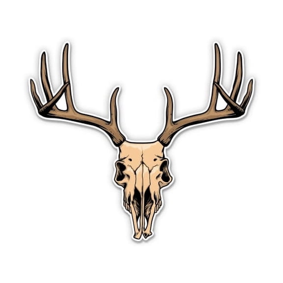 Deer Skull with Antlers - 12" Vinyl Sticker Waterproof Decal