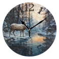 thumbnail image 1 of Deer Snow Forest Trees Lake 10 inch Wall Clocks Non Ticking Easy to Read Battery Decorative for Home Bathroom Kitchen Bedroom Living Room, 1 of 8