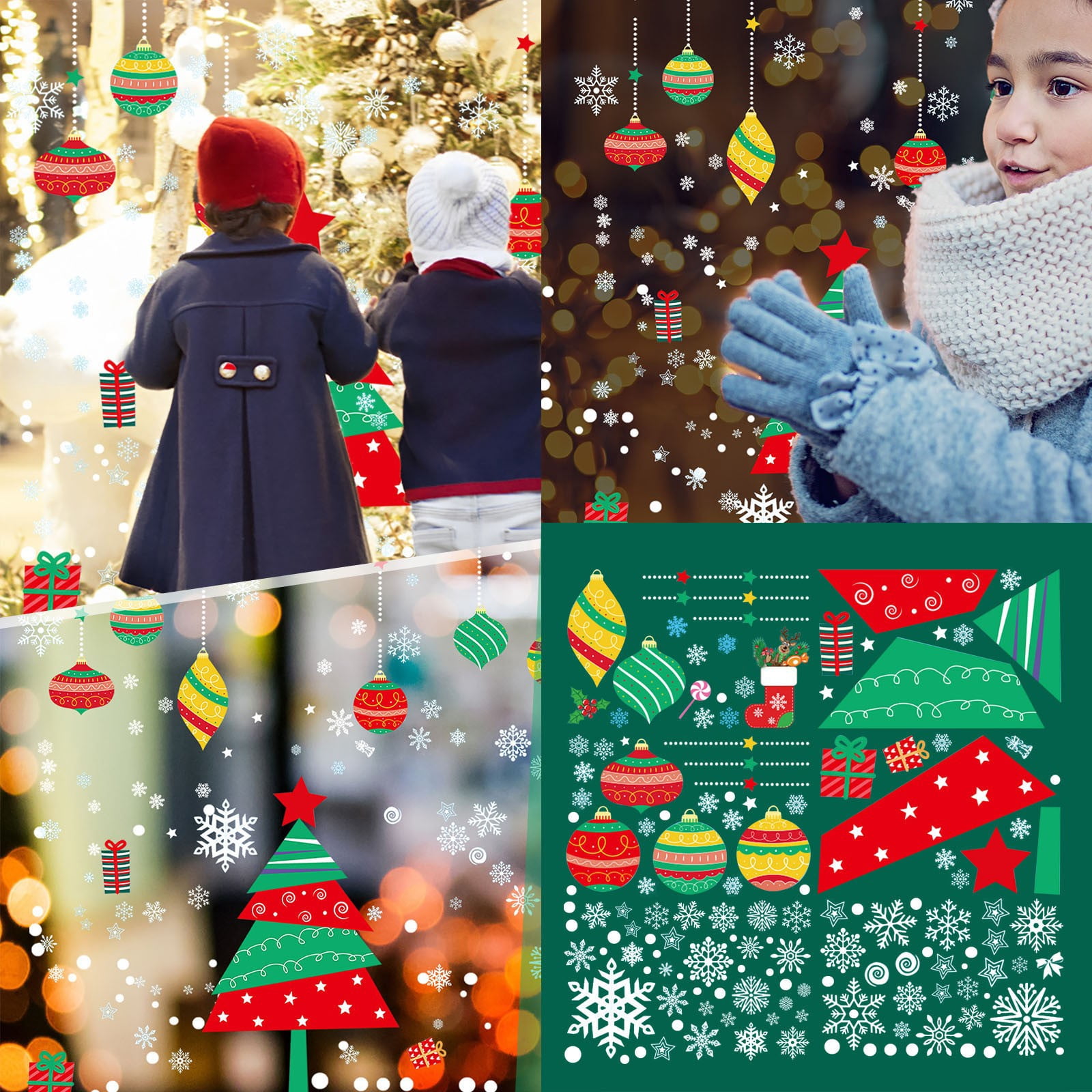 Deer Snow Sled Christmas Old Man Window Glass Wall Electrostatic ...