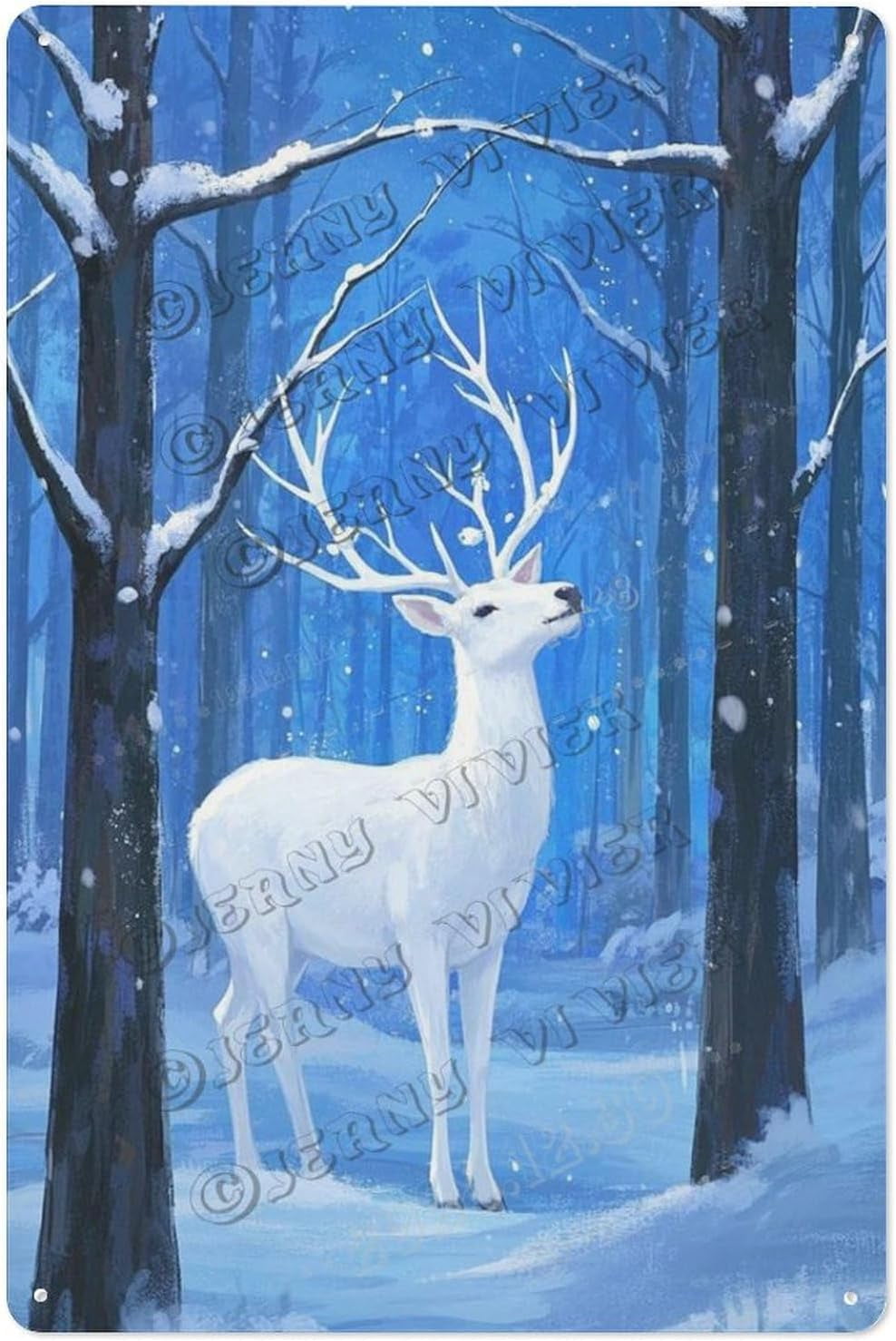 Deer in Snowy Forest Metal Tin Sign – Winter Themed Wall Art for ...