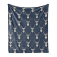 thumbnail image 1 of Deer Soft Flannel Fleece Blanket, Hipster Inspired Antlers Glasses Mustaches Funny Animal Pattern Woodland Vintage, Cozy Plush for Indoor and Outdoor Use, 60" x 80", Slate Blue Tan, by Ambesonne, 1 of 6