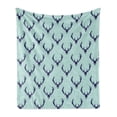 thumbnail image 1 of Deer Soft Flannel Fleece Blanket, Jungle Creature Heads with Antlers Abstract Animal Motifs Hipster Wildlife, Cozy Plush for Indoor and Outdoor Use, 70" x 90", Pale Seafoam Navy Blue, by Ambesonne, 1 of 5