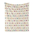 thumbnail image 1 of Deer Soft Flannel Fleece Throw Blanket, Animals with Antlers Wildlife Pattern Inspired Colorful Creature Silhouettes, Cozy Plush for Indoor and Outdoor Use, 70" x 90", Multicolor, by Ambesonne, 1 of 5