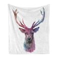 thumbnail image 1 of Deer Soft Flannel Fleece Throw Blanket, Illustration of Male Stag with Soft Pale Colors Antlers Wildlife Nature Print, Cozy Plush for Indoor and Outdoor Use, 60" x 80", Pink Lilac, by Ambesonne, 1 of 6